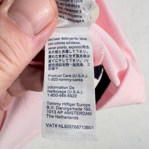 Tommy Hilfiger Henley Polo Shirt Men's XL Custom Fit Pink 100% Cotton - Picture 9 of 12